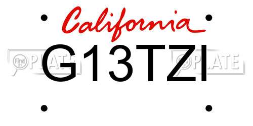 G13TZI California License Plate