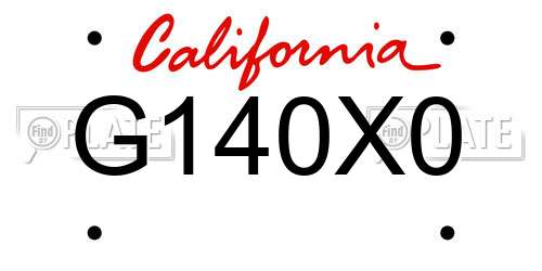G140X0 California License Plate