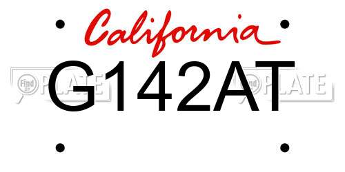 G142AT California License Plate