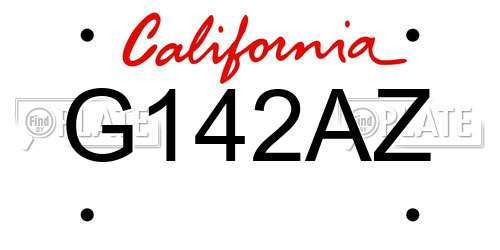 G142AZ California License Plate