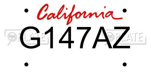 G147AZ California License Plate