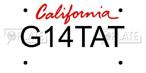 G14TAT California License Plate