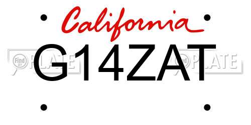 G14ZAT California License Plate
