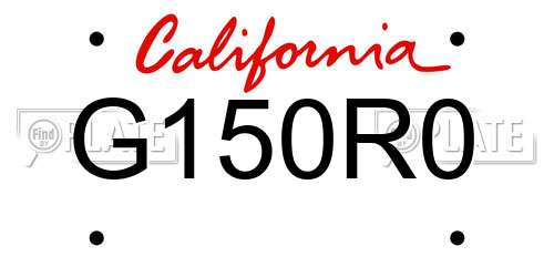 G150R0 California License Plate