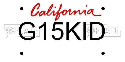 G15KID California License Plate