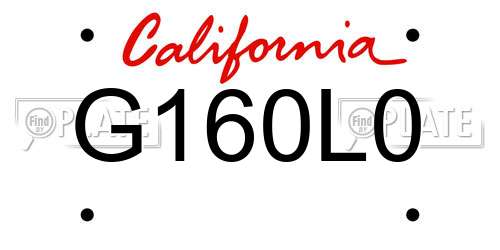 G160L0 California License Plate