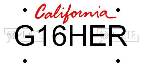 G16HER California License Plate