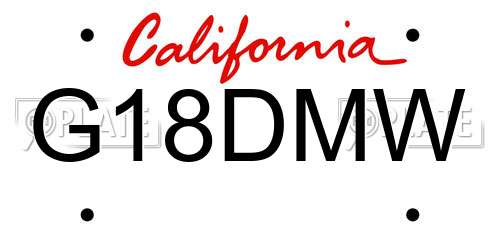 G18DMW California License Plate