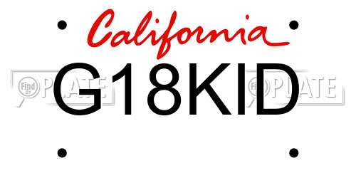 G18KID California License Plate