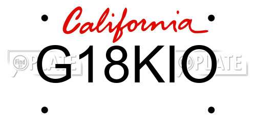 G18KIO California License Plate