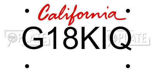 G18KIQ California License Plate