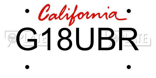 G18UBR California License Plate
