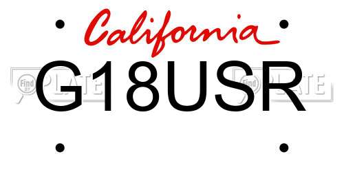 G18USR California License Plate