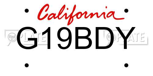G19BDY California License Plate