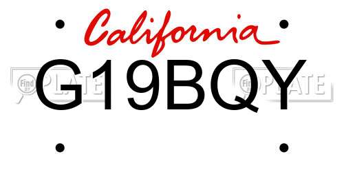 G19BQY California License Plate
