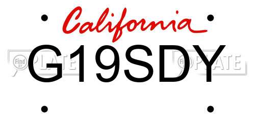 G19SDY California License Plate