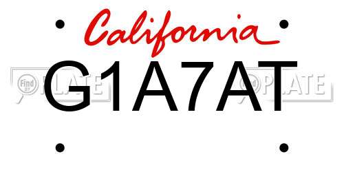 G1A7AT California License Plate
