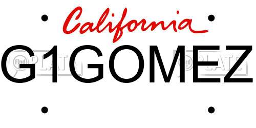 G1GOMEZ California License Plate