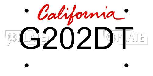 G202DT California License Plate