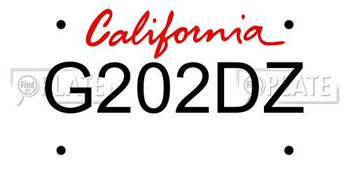 G202DZ California License Plate