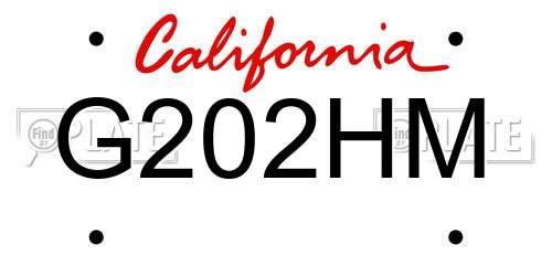 G202HM California License Plate