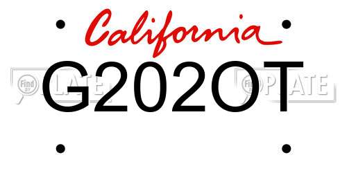 G202OT California License Plate