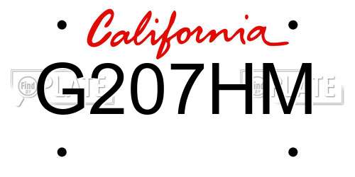 G207HM California License Plate