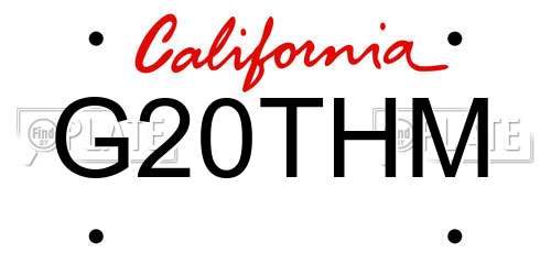G20THM California License Plate