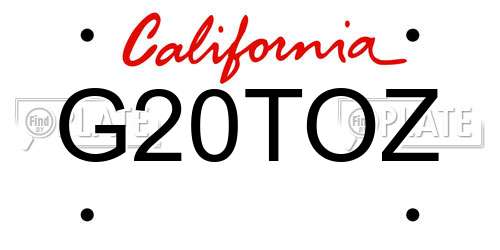 G20TOZ California License Plate