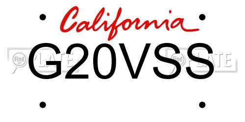 G20VSS California License Plate