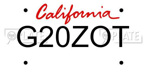 G20ZOT California License Plate