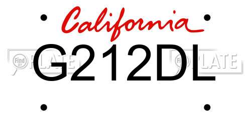 G212DL California License Plate