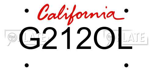 G212OL California License Plate