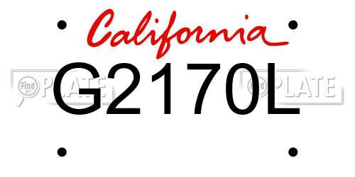 G2170L California License Plate