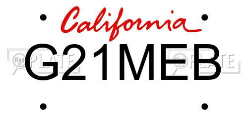 G21MEB California License Plate