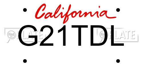 G21TDL California License Plate
