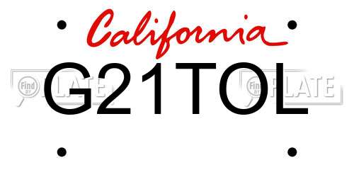 G21TOL California License Plate