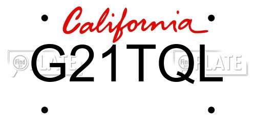 G21TQL California License Plate