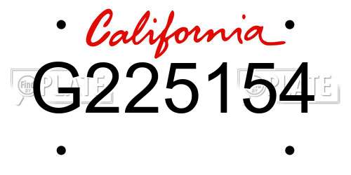 G225154 California License Plate