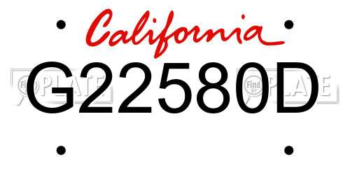 G22580D California License Plate