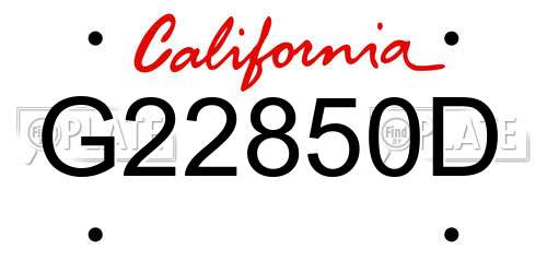 G22850D California License Plate