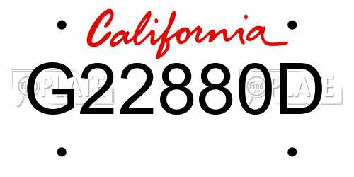 G22880D California License Plate