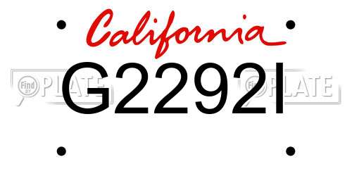 G2292I California License Plate