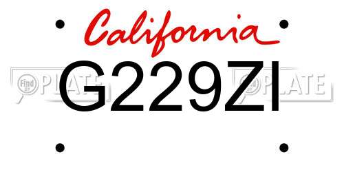 G229ZI California License Plate
