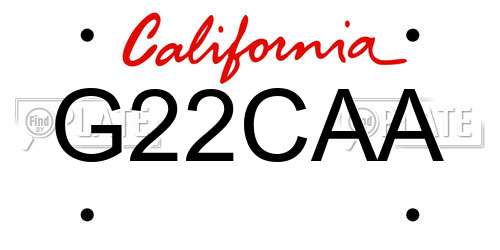 G22CAA California License Plate