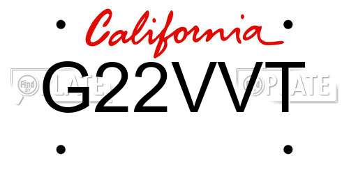G22VVT California License Plate