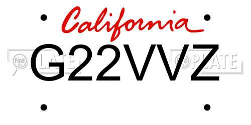 G22VVZ California License Plate