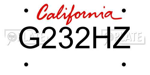 G232HZ California License Plate