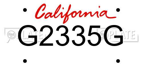 G2335G California License Plate