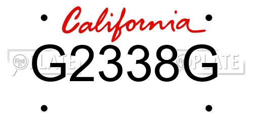 G2338G California License Plate